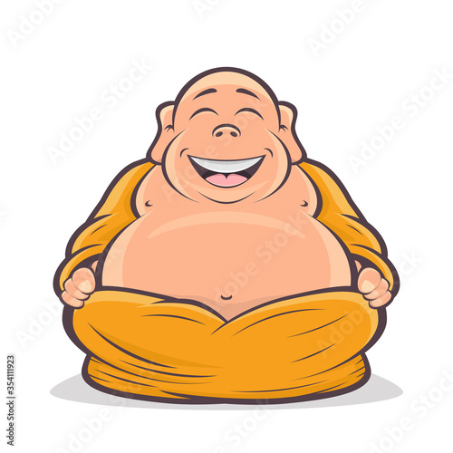 happy buddha cartoon illustration