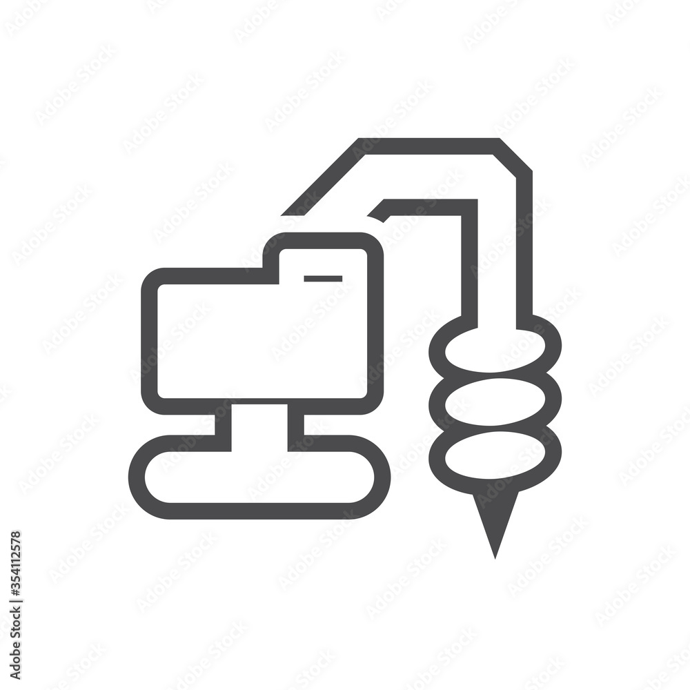 Drilling rig vector icon. Portable machine equipment with auger by ...
