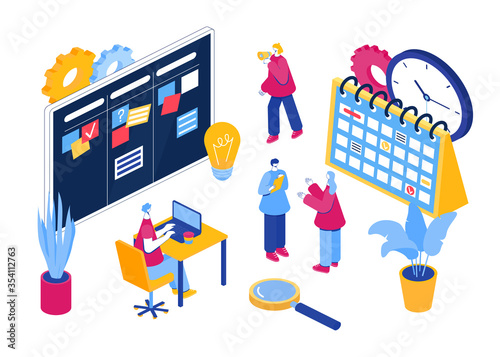 Agile project management process. Communication, teamwork, business process.