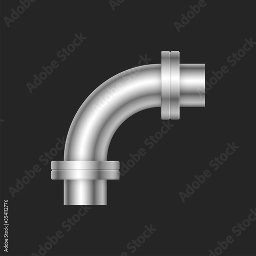 Pipe vector icon. Made from steel or metal connection by flange fitting fixing by screw and bolt. Part for pipeline construction to transport oil and gas in industry, water in plumbing and irrigation.