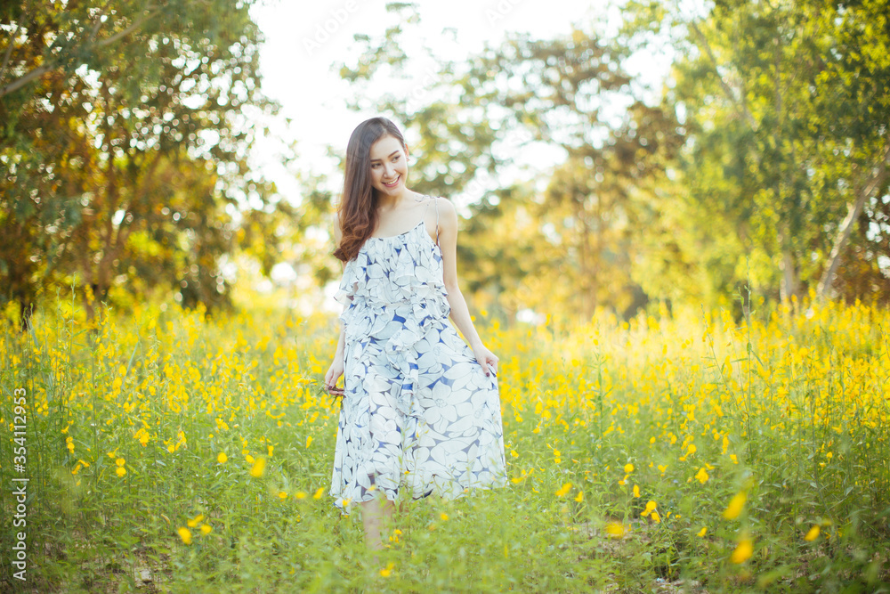 Portrait asian woman in the flowers garden Portrait asian woman in the flowers garden
