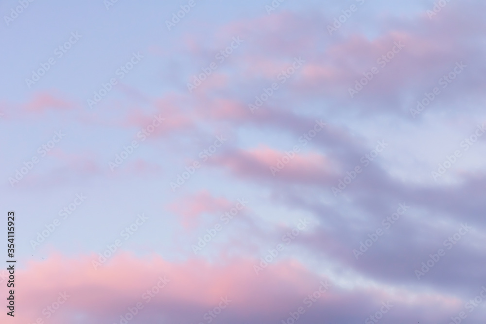 Obraz premium Magic pink sunset clouds sky. Golden hour sky