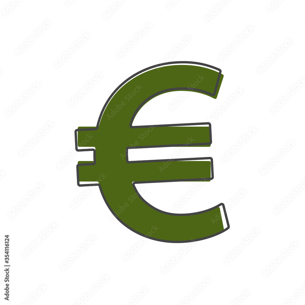 Vector image of the euro sign cartoon style on white isolated background. Vector image of the euro sign cartoon style on white isolated background.
