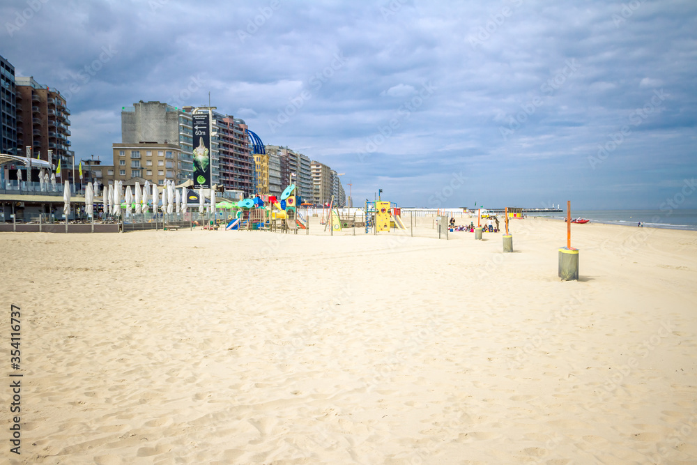 Sand beach in Blankenberge, Flanders, Belgium