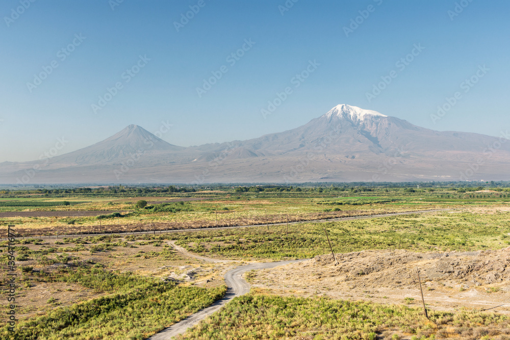Fields near Khor Virap and Mount Ararat, Armenia