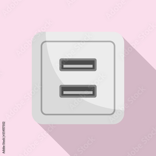 Usb power socket icon. Flat illustration of usb power socket vector icon for web design