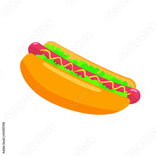Hot dog cartoon style. Isolated icon vector illustration