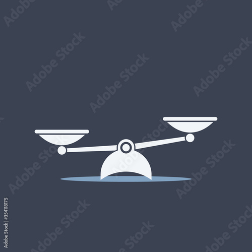 scales icon. vector symbol balance on dark background
