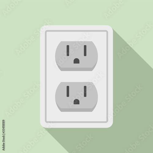 Double power socket icon. Flat illustration of double power socket vector icon for web design