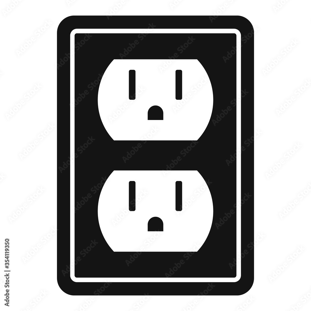 Double power socket icon. Simple illustration of double power socket vector icon for web design isolated on white background Double power socket icon. Simple illustration of double power socket vector icon for web design isolated on white background