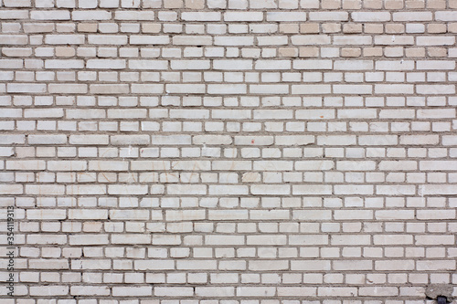 White brick wall background. Neutral texture of a flat brick wall