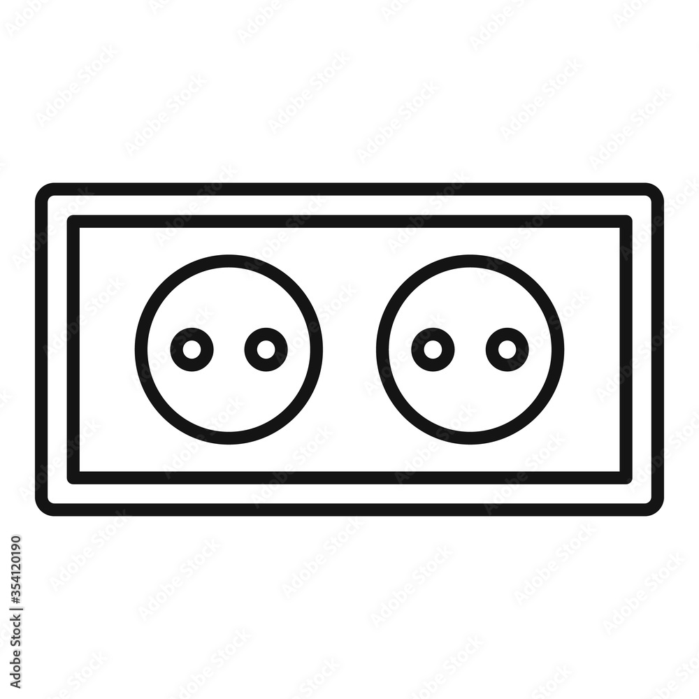 Double power socket icon. Outline double power socket vector icon for web design isolated on white background Double power socket icon. Outline double power socket vector icon for web design isolated on white background