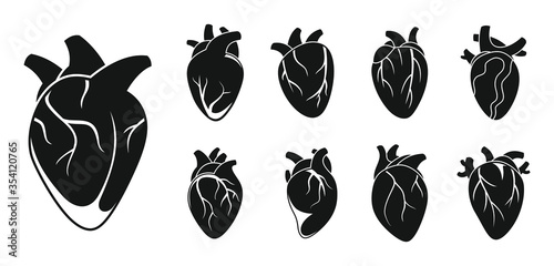 Human heart cardiac icons set. Simple set of human heart cardiac vector icons for web design on white background