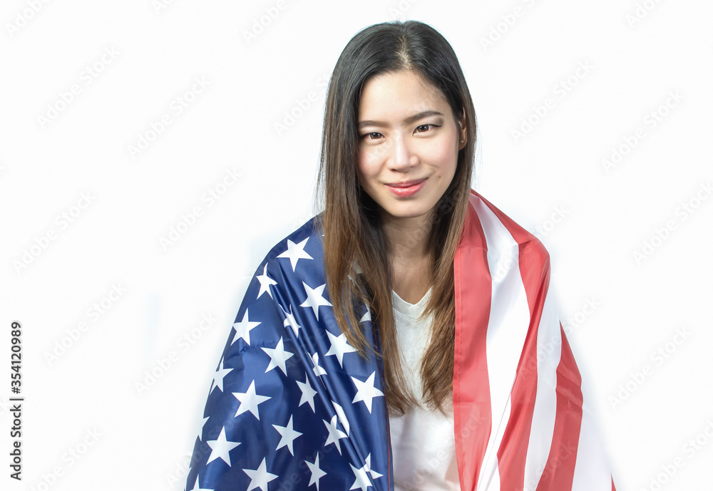 A beautiful woman celebrating american national independence day on 4th July A beautiful woman celebrating american national independence day on 4th July