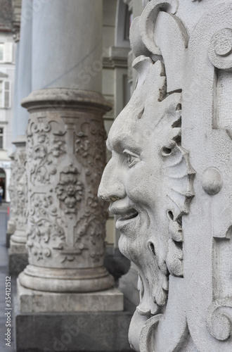 Detail of a column in Hauptplatz (main square), in Graz, Styria region, Austria.