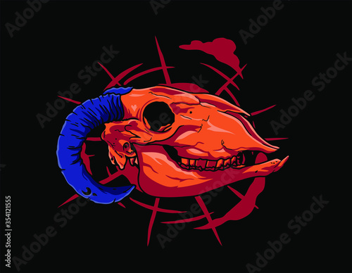 awsome illustration skull heat goat logo esport mascot art vector photo