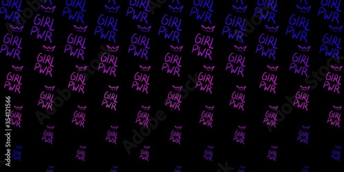 Dark Purple, Pink vector texture with women's rights symbols.