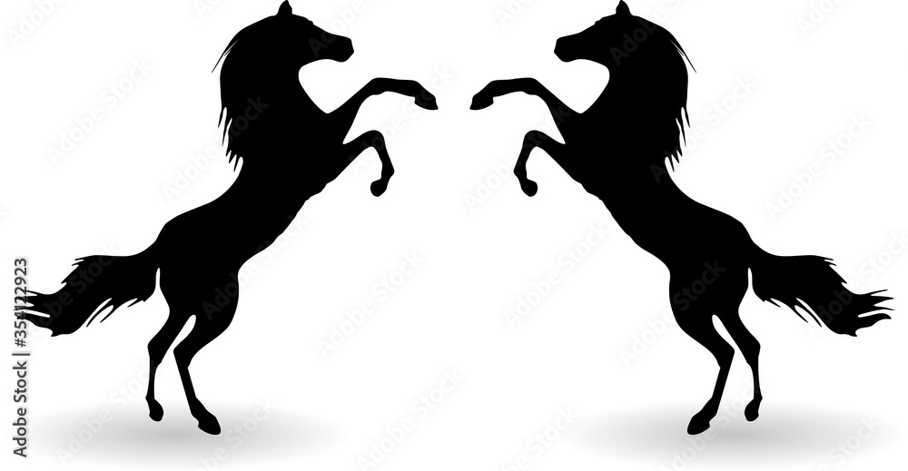 Black horses outline vector illustration Black horses outline vector illustration