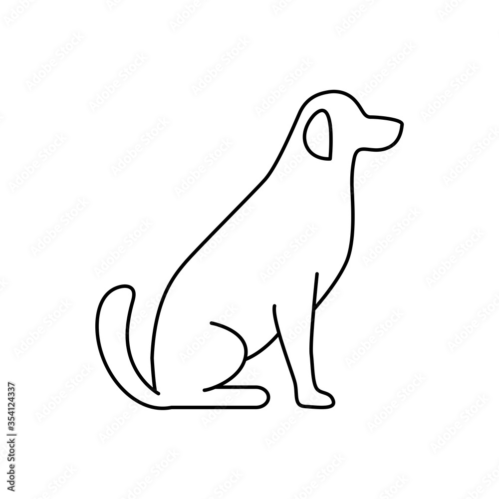 Dog simple line vector icon