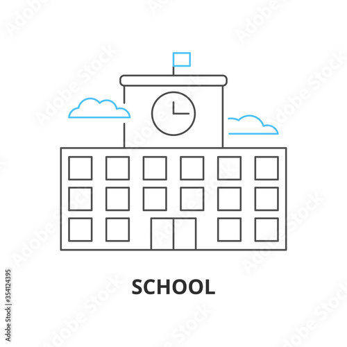 School building line vector icon