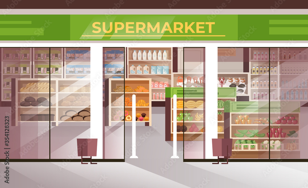 Outside food supermarket concept. Vector flat graphic design illustration Outside food supermarket concept. Vector flat graphic design illustration