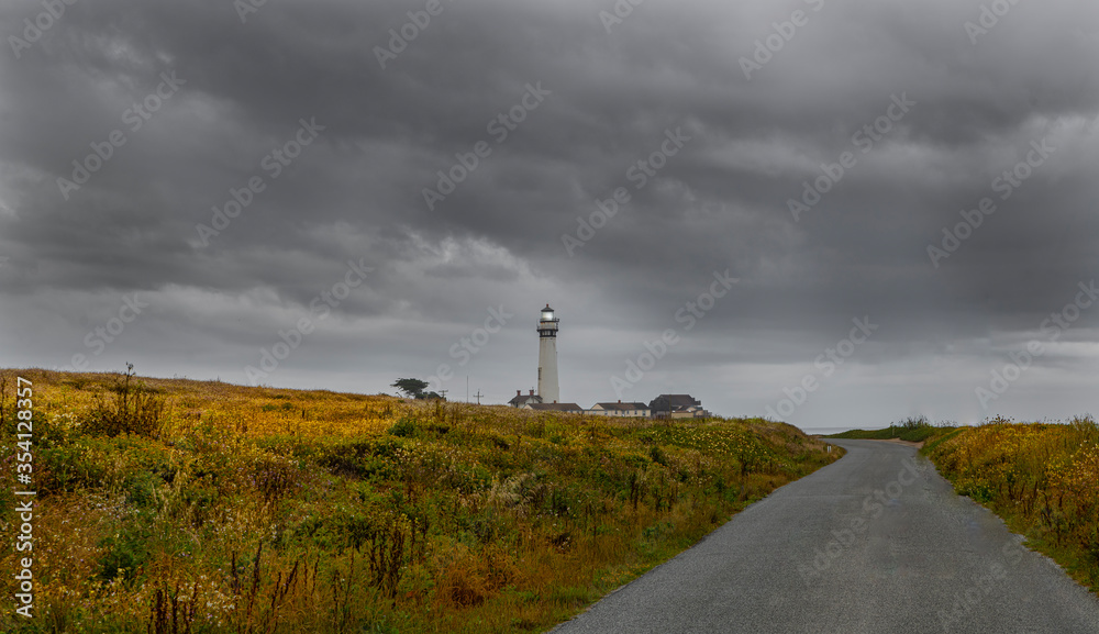 A road to the lighthouse on a cloudy day in Pescadero, Ca. off Cabrillo Hwy 1