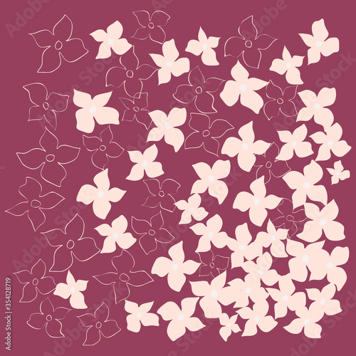 Minimal art flower print. Floral trendy background for scarf print, textile, covers, surface, scrapbooking, decoupage. Bandana, pareo, home textile design