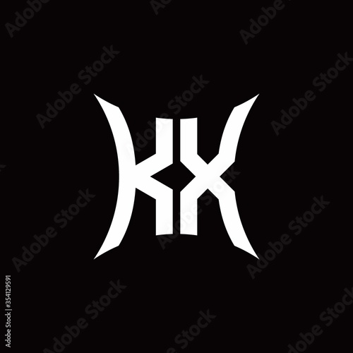 KX monogram logo with sharped shape design template