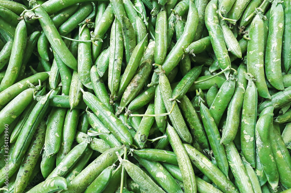 Organic peas in the village market Organic peas in the village market
