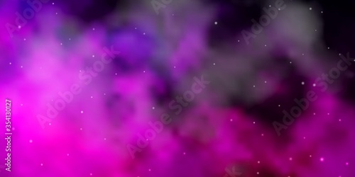 Dark Purple, Pink vector template with neon stars. Decorative illustration with stars on abstract template. Pattern for new year ad, booklets.