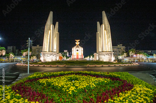  Democracy Monument during the coronation days of His Majesty King Maha Vajiralongkorn Bodindradebayavarangkun (King Rama X), Bangkok, Thailand photo