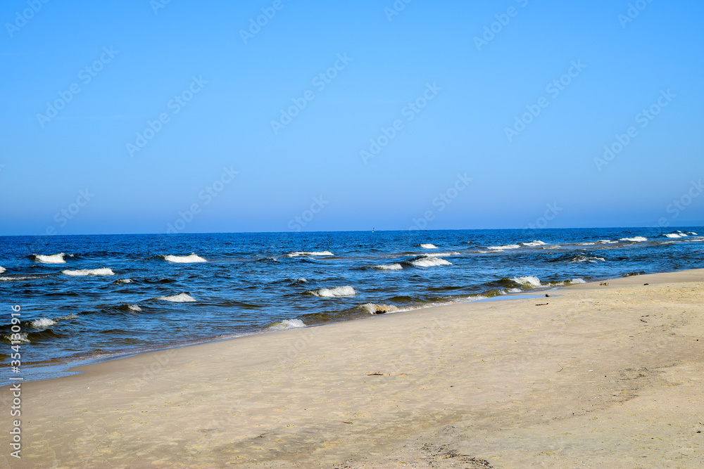 Sandy beach on the Baltic Sea in Krynica Morska