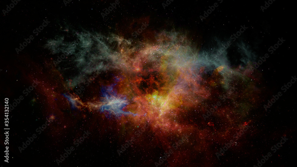 Space background with nebula and shining stars. Colorful magic color cosmos with galaxy stardust and milky way. Infinite universe and starry night. Elements of this image furnished by NASA.