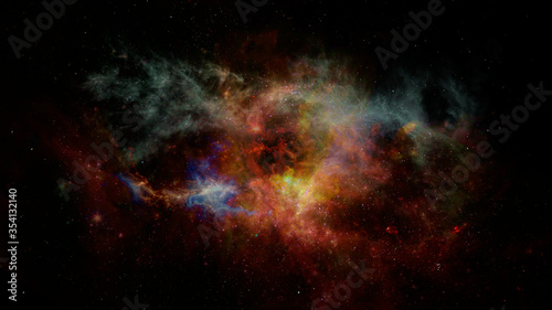 Space background with nebula and shining stars. Colorful magic color cosmos with galaxy stardust and milky way. Infinite universe and starry night. Elements of this image furnished by NASA.