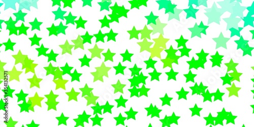 Light Green, Yellow vector background with small and big stars. Decorative illustration with stars on abstract template. Pattern for new year ad, booklets.