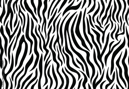 Zebra seamless pattern. Animal skin tiger stripes  abstract backdrop with irregular shapes. Trendy texture for textile  fabric  print  wallpaper  wrapping. Vector illustration