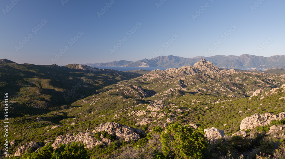 Beautiful mountain scenery in Corsica, Desert des Agriates