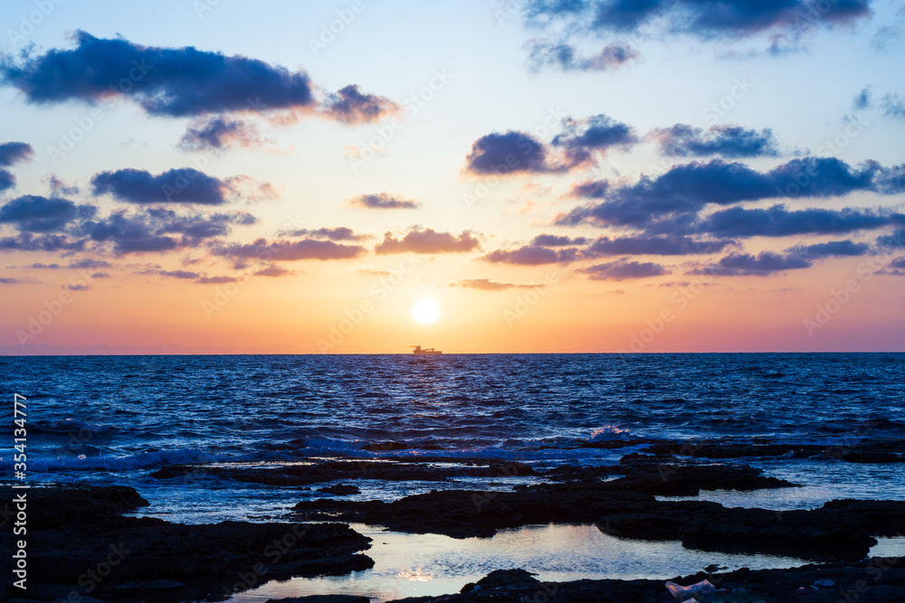 sunset on the mediterranean sea