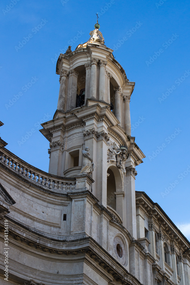 Rome, Navona Square. the Church of Sant'agnese in Agone (Sant Agnese in Agone)is a Baroque Basilica.