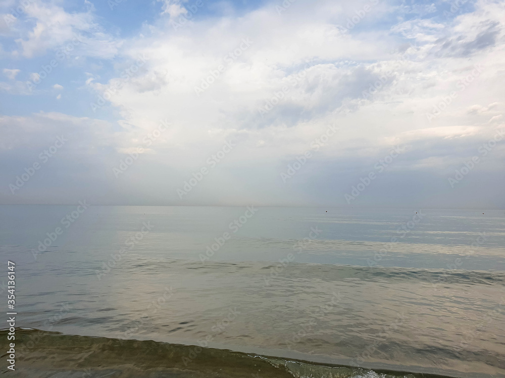 Obraz premium A warm summer morning on the coast of the Black sea. Anapa, Krasnodar region.