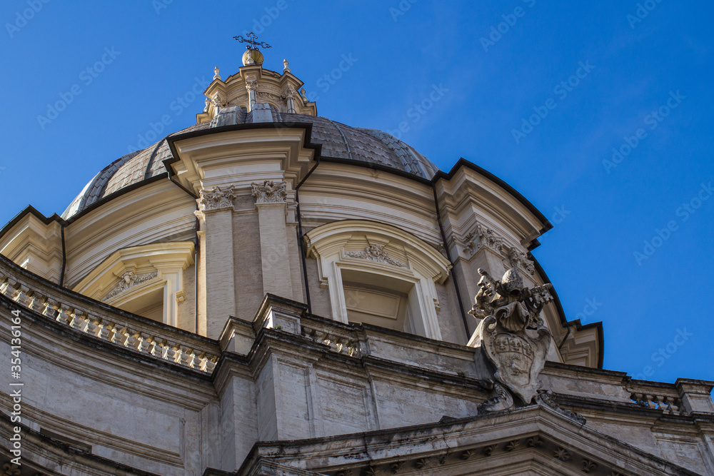 Rome, Navona Square. the Church of Sant'agnese in Agone (Sant Agnese in Agone)is a Baroque Basilica.