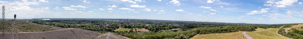 Panorama view over the Ruhr area North Rhine Westphalia Gelsenkirchen, Halde Rungenberg Coal Stoat