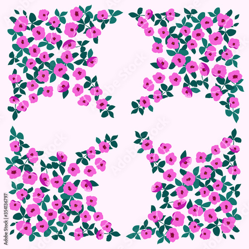Unusual scarf floral print. Modern style millefleurs. Floral pretty background for scarf print, textile, covers, surface, scrapbooking, decoupage. Bandana, pareo, home textile design
