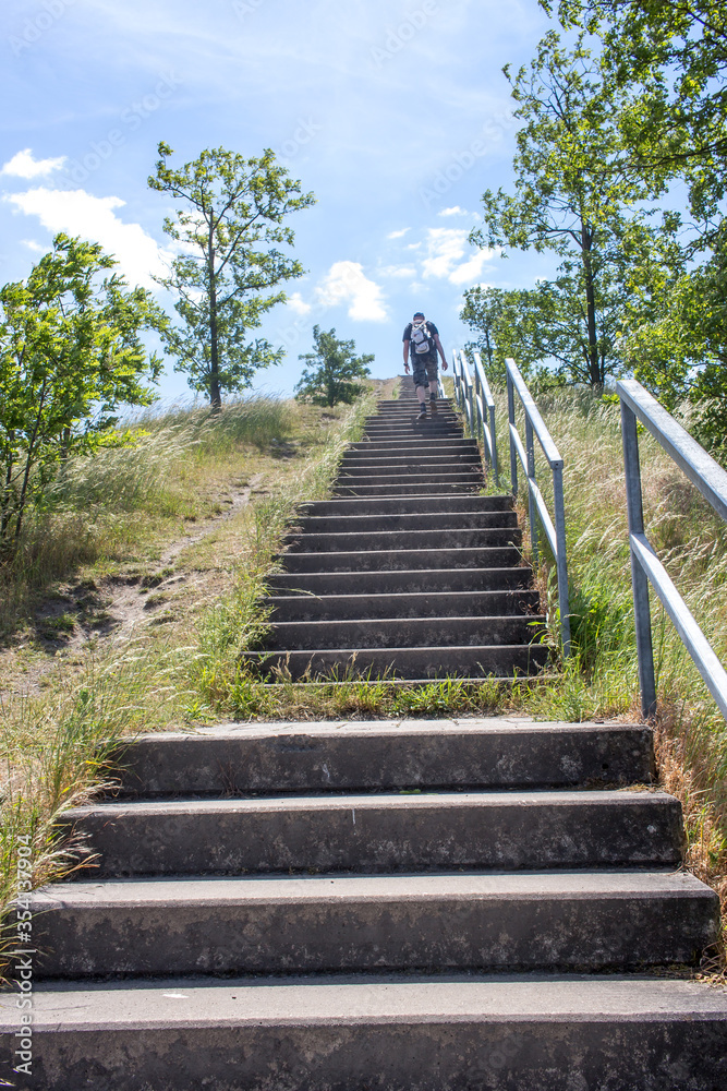 Panorama view over the Ruhr area North Rhine Westphalia Gelsenkirchen, Stairs ro the Coal Stockpil