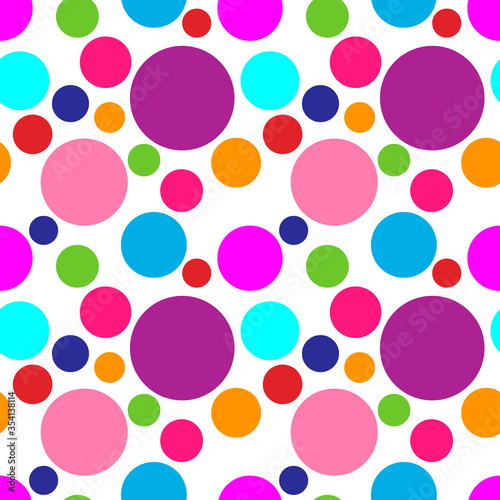 Colored circle seamless pattern isolated in white. Vector stock illustration. eps 10