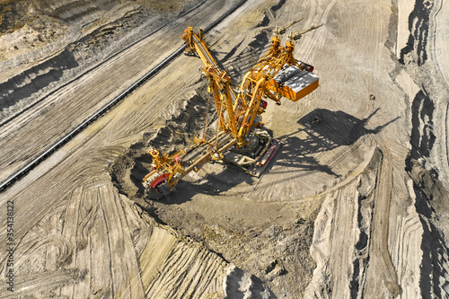 Bucket-wheel excavator for surface mining in a lignite quarry  Heavy industry. 