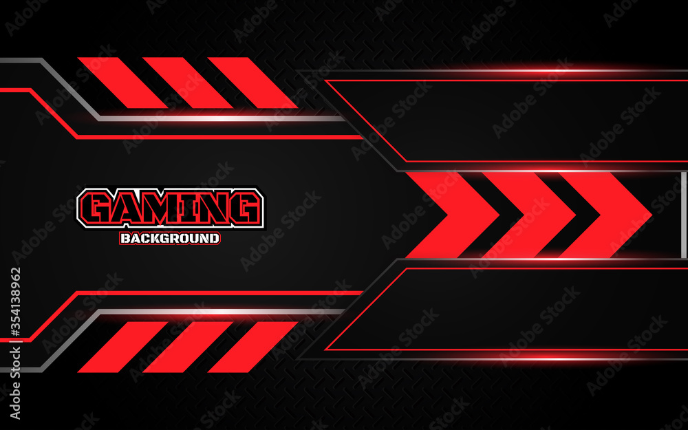 Abstract futuristic black and red gaming background with modern esport shapes. Vector design template technology concept can use element game banner, sport poster, cyber wallpaper, web, advertising