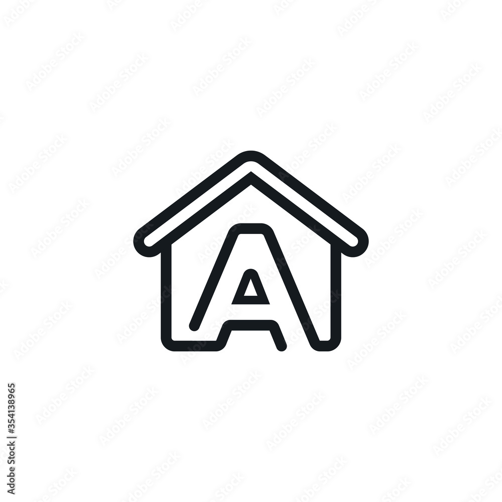 Letter A In House Icon Vector Design Template