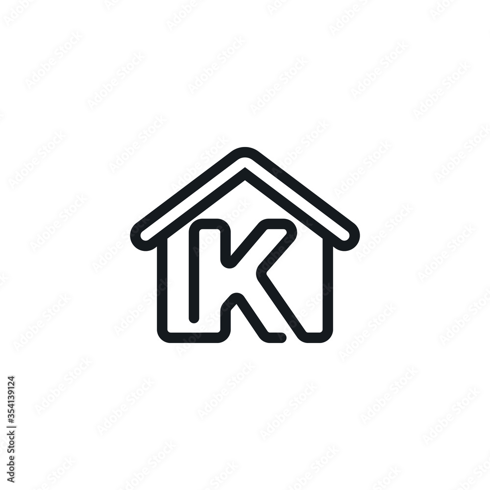 Letter K In House Icon Vector Design Template Letter K In House Icon Vector Design Template