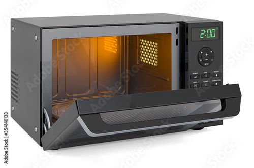 Opened combination oven, microwave. 3D rendering